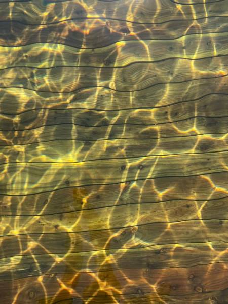 Piscine fond en bois avec une eau filtrée sans produits chimiques sans chlore en Corse