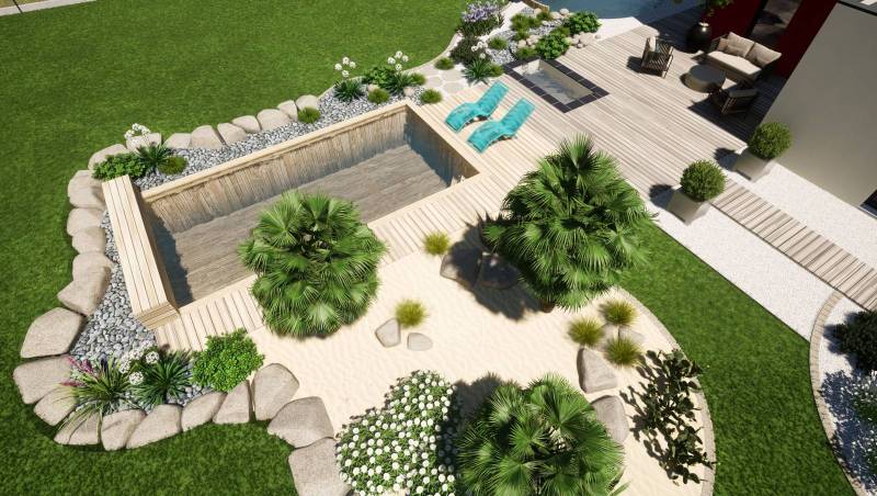 Projet construction piscine naturelle en bois immergé à la Roche sur Yon