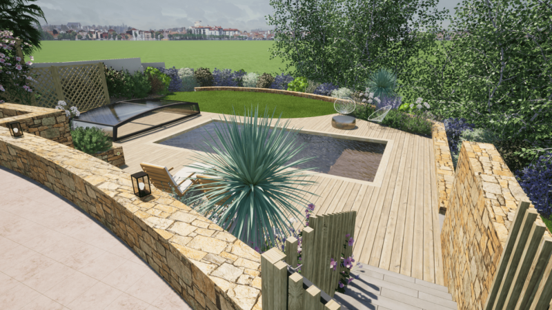 Projet piscine écoresponsable en bois avec terrasse en bois à La Rochelle