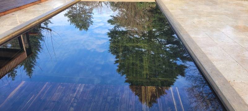 Installateur de piscine écologique en bois immergé avec filtration naturelle dans le Rhône